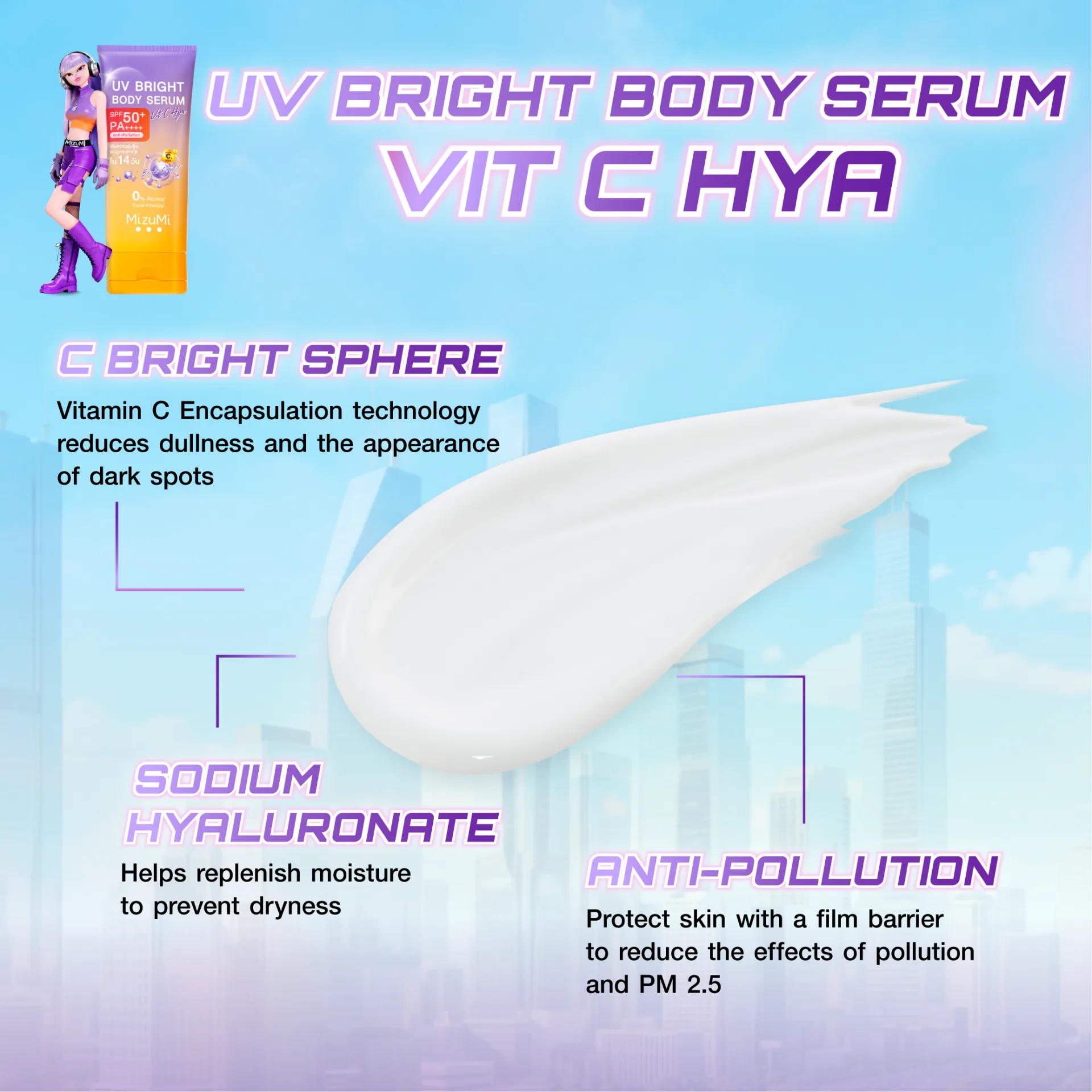 MizuMi UV Bright Body Serum Vit C Gluta SPF50+ PA++++