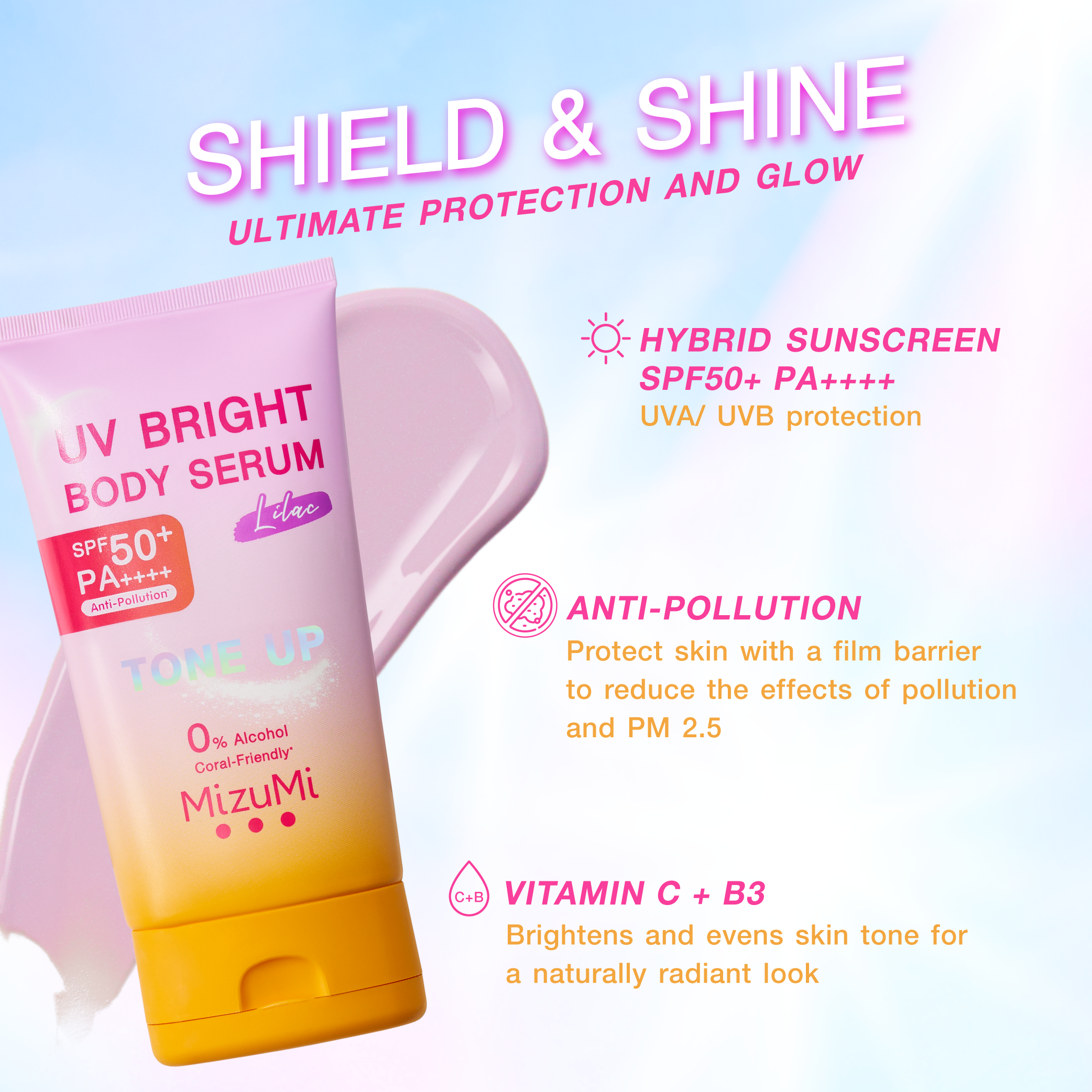 MizuMi UV Bright Body Serum Lilac SPF50+ PA++++