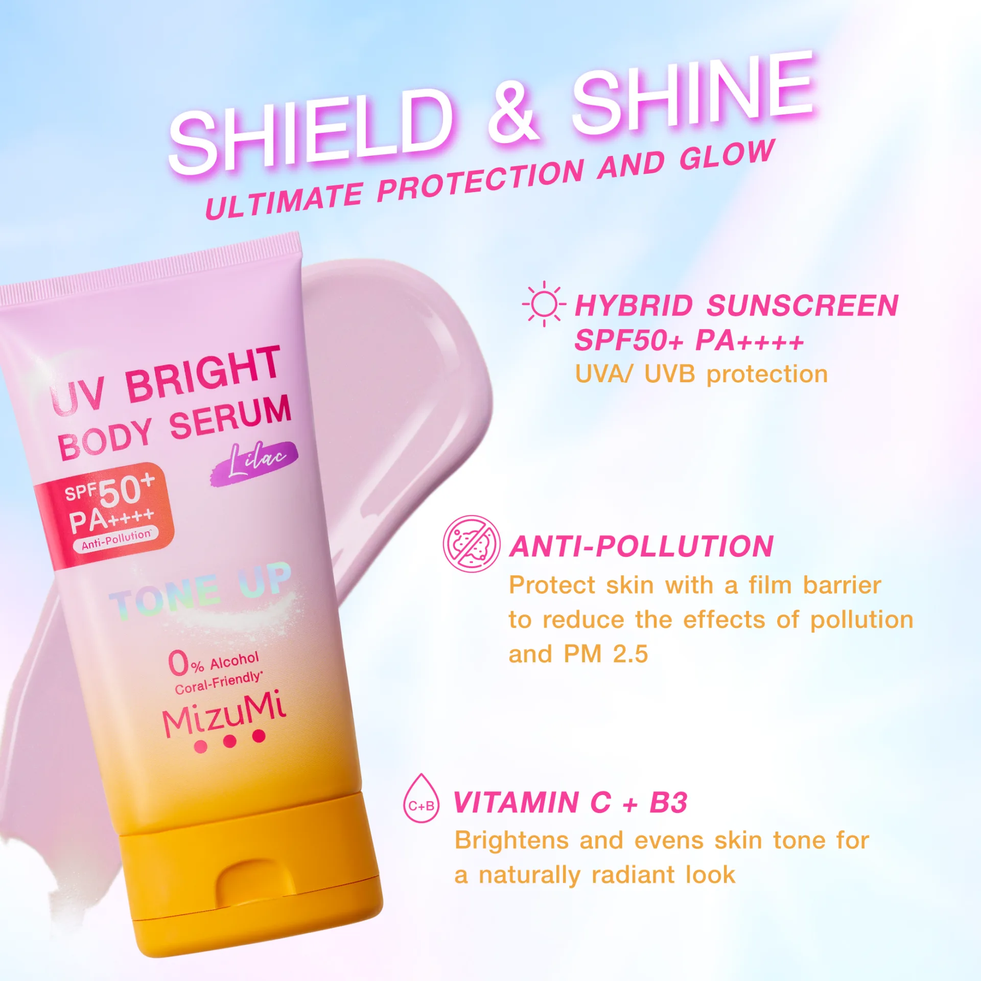 MizuMi UV Bright Body Serum Lilac SPF50+ PA++++