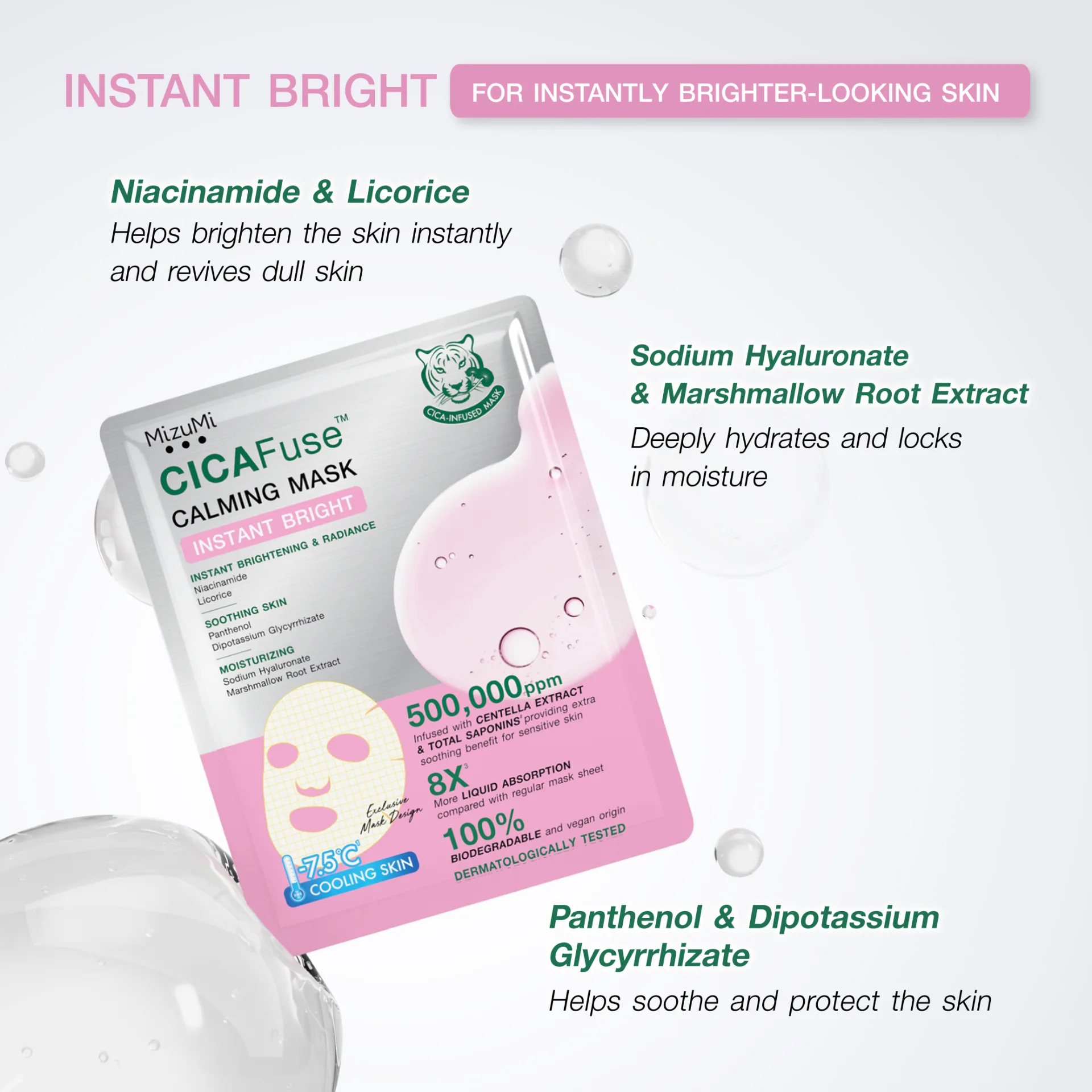 MizuMi CICAFuse Calming Mask Instant Bright